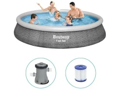 Bestway Fast Set Rattan Ø396 cm Pool mit Pumpe