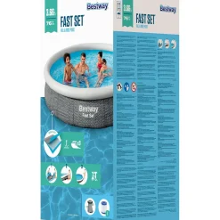 Bestway Fast Set Rattan-Pool-Set mit Filterpumpe