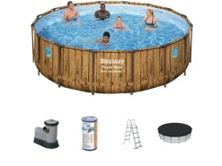 Bestway swim vista 488x122cm pool holz – 5-teilig