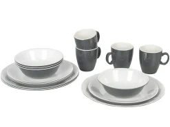 Bo-Camp Two-tone Grey 16-teiliges Geschirrset