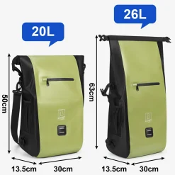 Brisby 3 in 1 wasserdichte rolltop Green Fahrradtasche - 2 Stück