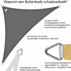 Buitenkado 2.5 x 2.5 x 3.5 wasserdicht Sonnensegel - sand beige