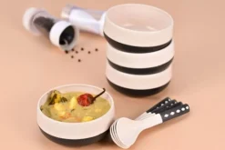 Croppie 250 ml Charcoal Suppenschüssel mit Löffel - Set von 4