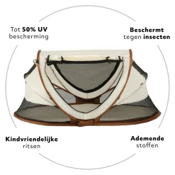 Deryan Kleinkindbett Luxe mit Matratze & Ledergriffen – Sand