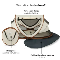 Deryan Kleinkindbett Luxe mit Matratze & Ledergriffen – Sand
