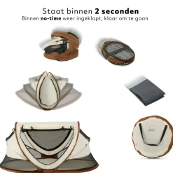 Deryan Kleinkindbett Luxe mit Matratze & Ledergriffen – Sand