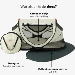 Deryan Kleinkindbett Luxe mit Matratze und Ledergriffen - Ivory
