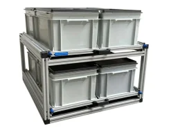 Doppel Alu Heckauszug mit 6 geschlossenen Boxen - 80×60 cm