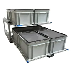 Doppel Alu Heckauszug mit 6 geschlossenen Boxen - 80×60 cm