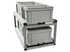 Doppel Aluminium Heckauszug mit 4 offenen Boxen - 90×40 cm