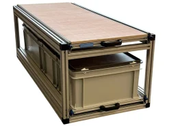 Doppel- Schiebe 120x40cm - geschlossene Boxen und Holzplatte