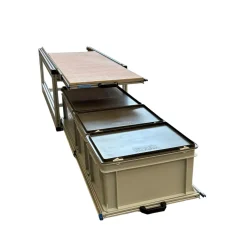 Doppel- Schiebe 120x40cm - geschlossene Boxen und Holzplatte