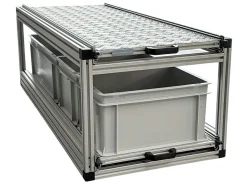 Doppel-Heckauszug 120×40 cm – 3 offene Boxen und Riffelblech