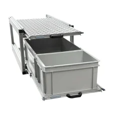 Doppel-Heckauszug mit 2 offene Boxen und Alu platte - 90 × 40 cm