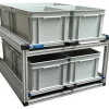 Doppelter Aluminium-Heckauszug mit 6 offenen Boxen – 80 x 60 cm