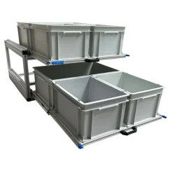 Doppelter Aluminium-Heckauszug mit 6 offenen Boxen – 80 x 60 cm
