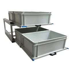 Doppelter Aluminium-Schiebeboden mit 4 offenen Boxen - 80x60cm