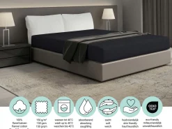 DoubleDry Flanel 90x200 cm Spannbettlaken - Schwarzblau