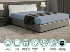 DoubleDry Flanel 140x200 cm Spannbettlaken - Hellblau