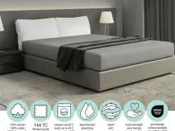 DoubleDry Home 140 x 200 cm Spannbettlaken - Grau