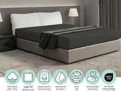 DoubleDry Home 140 x 200 cm Spannbettlaken - Anthrazit