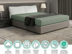 DoubleDry Jersey 160 x 200 cm Spannbettlaken - Old Green