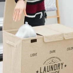 DuneDesign 3 Fächer Wäschekorb - 84 Liter