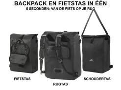 Dutch Mountains 28 Liter 3 in 1 einzelne Fahrradtasche - Black