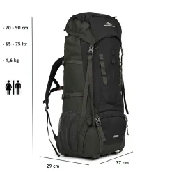 Dutch Mountains 65-75 Liter backpack mit Regenschutz - Black