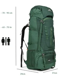 Dutch Mountains 65-75 liter backpack mit Regenschutz - Green