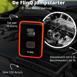 FlinQ 2-in-1-Starthilfe & Luftkompressor – Schwarz/Orange