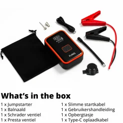 FlinQ 2-in-1-Starthilfe & Luftkompressor – Schwarz/Orange