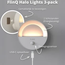 FlinQ Wiederaufladbare Halo-Leuchten - Set von 3