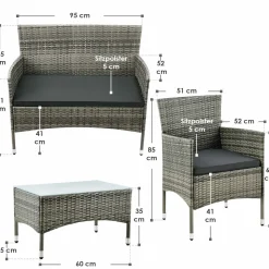 Fort Myers Polyrattan graues Lounge-set