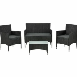 Fort Myers Polyrattan schwarzes Lounge-set