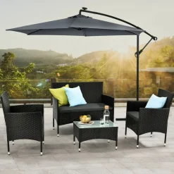 Fort Myers Polyrattan schwarzes Lounge-set