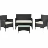 Fort Myers Polyrattan schwarz weißes Lounge-set