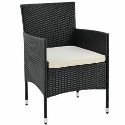 Fort Myers Polyrattan schwarz weißes Lounge-set