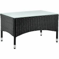 Fort Myers Polyrattan schwarz weißes Lounge-set