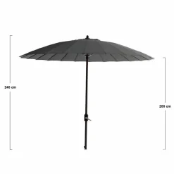 Garden Impressions Manilla donker grijze stokparasol - Anthracite