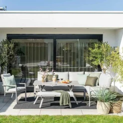 Garden Impressions Senja 3-teiliges Lounge-Essset rechts – Sand