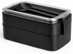 HEM 2 Etagen Lunchbox mit Besteck - Black