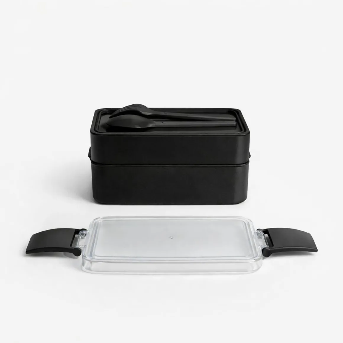 HEM 2 Etagen Lunchbox mit Besteck - Black