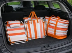 HEM 3er-Strandset mit Stranstuhl, Liege und Kühltasche - Orange