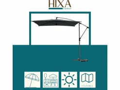 Hesperide HIXA Sonnenschirm mit Ständer - Black