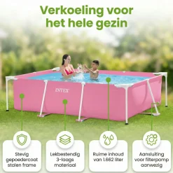 Intex rechteck frame 220x150x60cm pool - pink