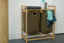 IVOL 2 Fächern Bambus Wäschekorb