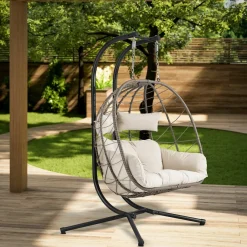 Juskys Aria Polyrattan Doppel-Hängesessel – Beige