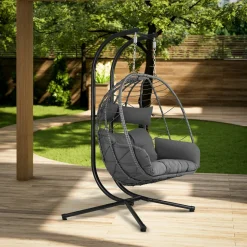 Juskys Aria Polyrattan Doppel-Hängesessel - Darkgrey
