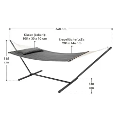 Juskys Cata Hängematte mit Gestell und Kissen - Anthracite